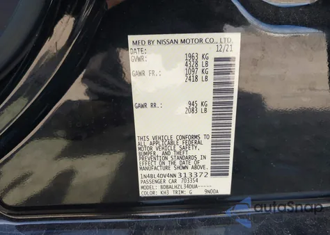 2022 Nissan Altima Sv Fwd из США, поврежденный, VIN 1N4BL4DV4NN313372